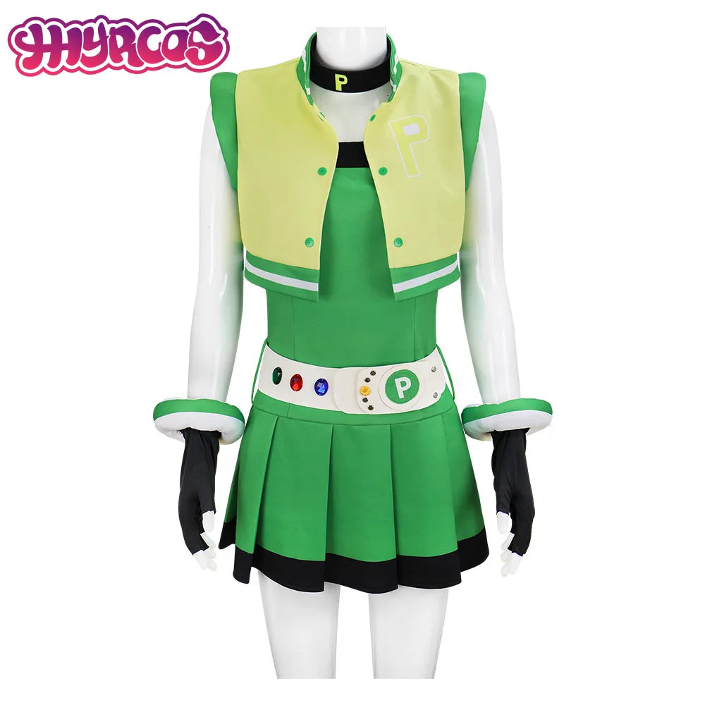 Powerpuff Girls Cosplay Costume – Full Set Blossom / Buttercup / Bubbles Halloween Dress with Belt