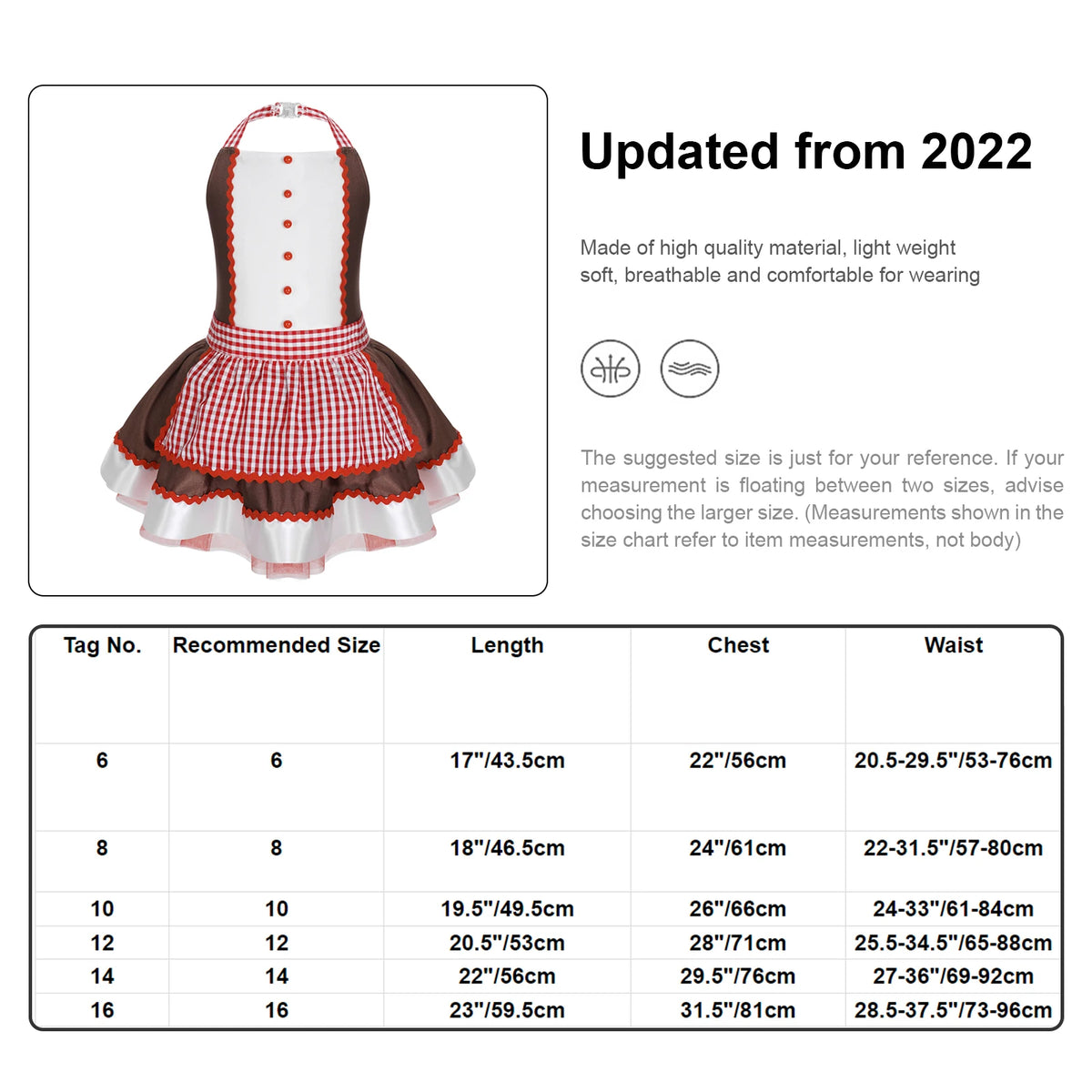 Girls' Gingerbread Man Costume Dress Soft Velvet Cookie Princess Tutu for Christmas, Halloween Cosplay, Ballet, Dance, Holiday Parties and Dress-Up Events
