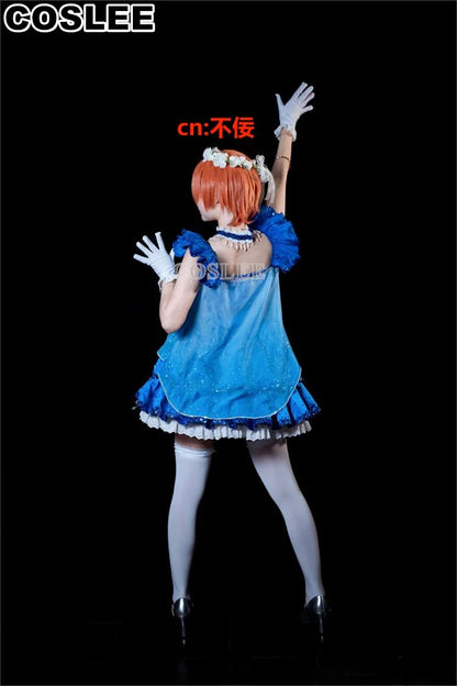 COSLEE LoveLive Aqours “The Dreaming Gate” Cosplay Costume – All Members Blue Singing Dress (Nozomi, Nico, Hanayo, Maki)
