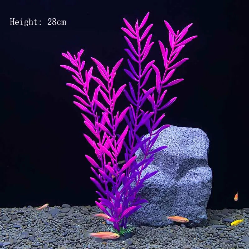 Artificial Underwater Aquarium Plants – Plastic Aquatic Fake Shrubs & Green Water Grass for Fish Tank Landscaping, Realistic Simulated Decor