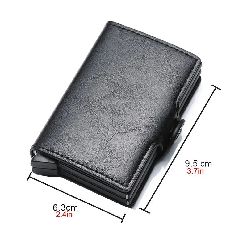 Cartera metálica para hombre con bloqueo RFID, de piel sintética, aluminio, tarjetero delgado
