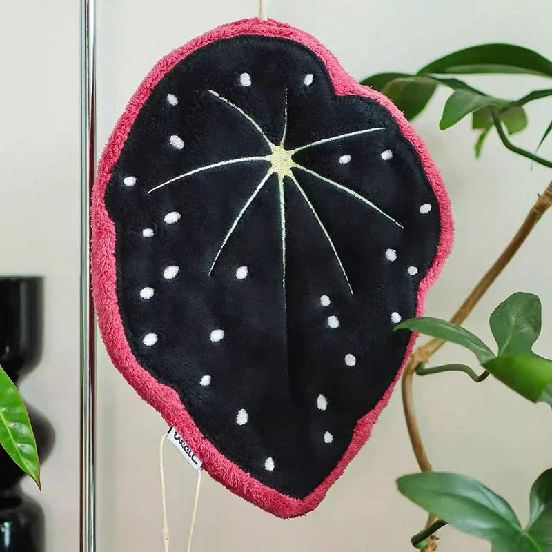 Essuie-mains Feuille – Serviette suspendue douce et absorbante pour la salle de bain et la cuisine, Gant de toilette décoratif, Serviette mouchoir à séchage rapide, Accessoire de nettoyage pour la maison