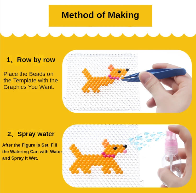 Kit de création perles à souder à l'eau 1000 pièces – Ensemble de perles magiques à pulvériser pour les arts, l'artisanat et le jeu créatif des enfants