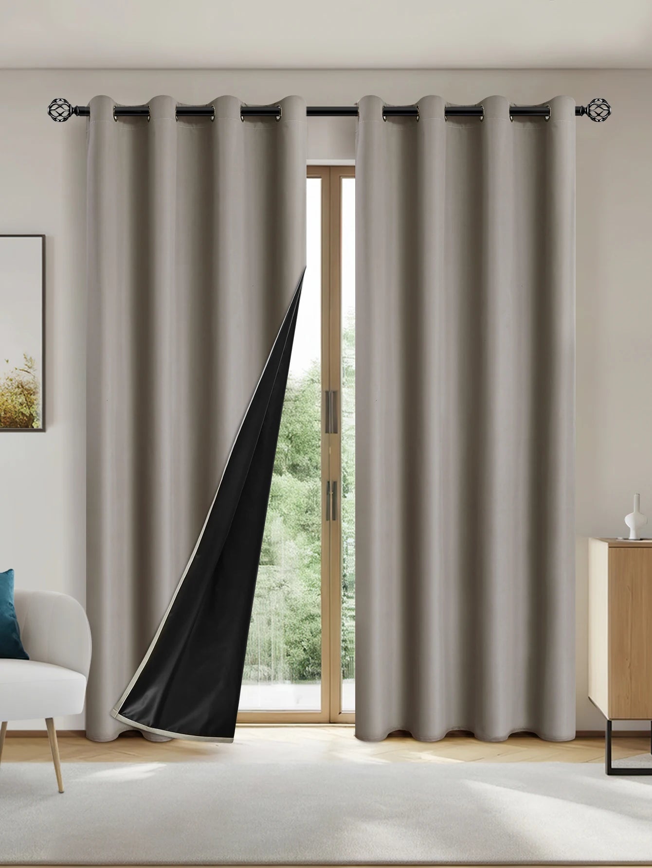 100% Blackout Grommet Curtain Panel – Total Privacy Window Drapes for Bedroom & Living Room