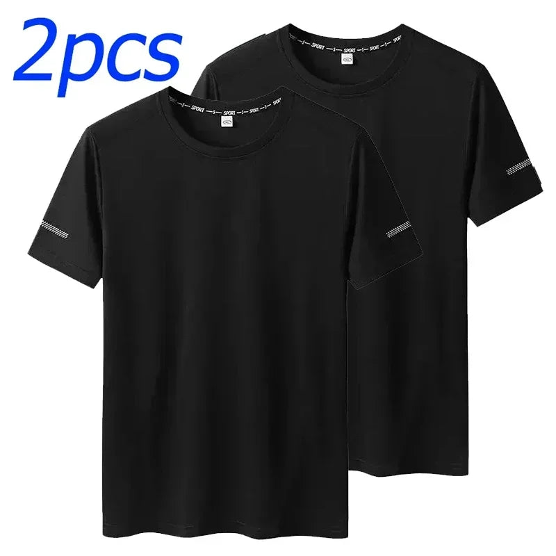 1/2PCS Plus Size Men's Quick-Dry T-Shirts – Short-Sleeve Gym & Running Tops, Lightweight Fitness Training Jerseys & Sportswear