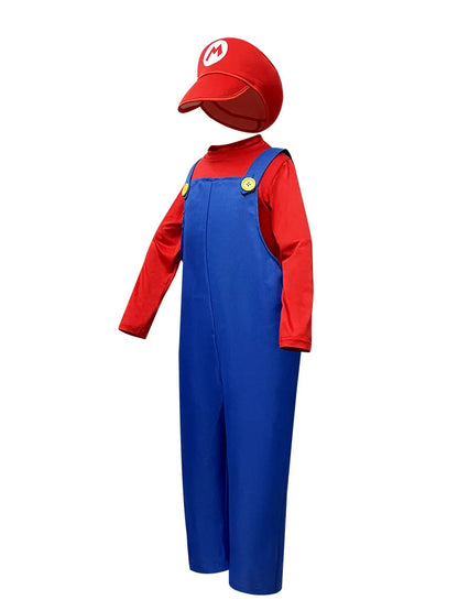 Plumber Cosplay Costume Bodysuit – Children’s Overalls Outfit for Boys & Girls Stage Performance, Anime Roleplay & Funny Party Wear