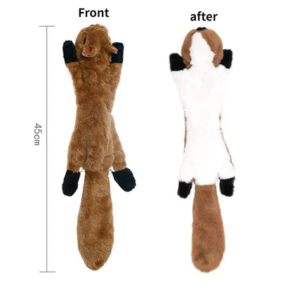 Funny Stuffingless Dog Toy – Durable Plush Squeaky Chew Toy with Crinkle Sound for Interactive Play & Boredom Relief