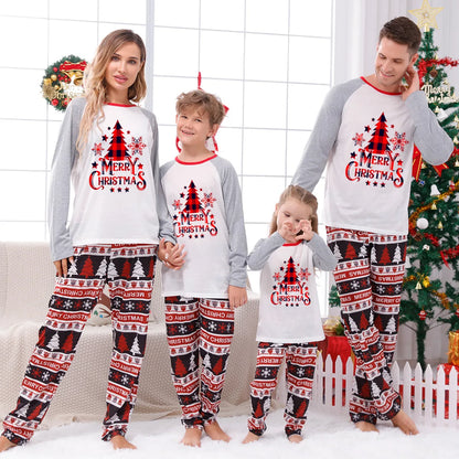 Christmas Family Matching Pajamas Set – 2-Piece Xmas Sleepwear for Mom, Dad & Kids, Baby Rompers, Casual Loose Family Holiday Outfits