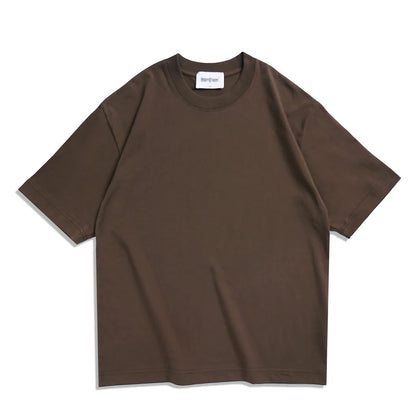 WAVLATII T-shirt unisexe oversize marron, décontracté d'été, streetwear coréen, haut basique uni pour femmes et hommes.