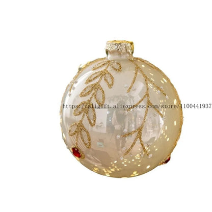 8CM Hand-Painted Glass Ball Christmas Ornaments – Decorative Hanging Pendants for Christmas Tree, Window Display & Holiday Home Decor