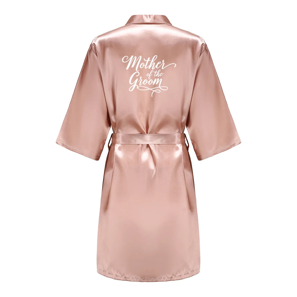 Rose Gold Satin Bridesmaid Robe – Team Bride Wedding Bathrobe for Women | Bridal Party Kimono Gown for Maid of Honor & Mother Gift