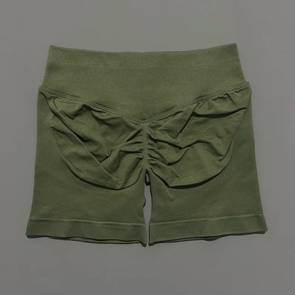 Pantalones cortos de gimnasio sin costuras con efecto Scrunch Butt para mujer – Pantalones cortos de yoga de cintura alta para correr, entrenar, fitness y ropa deportiva