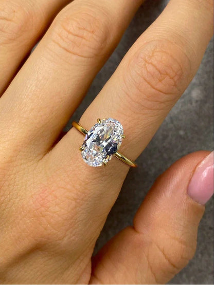 925 Sterling Silver Oval Zircon Ring – Luxury Engagement & Wedding Band for Women 1–8CT