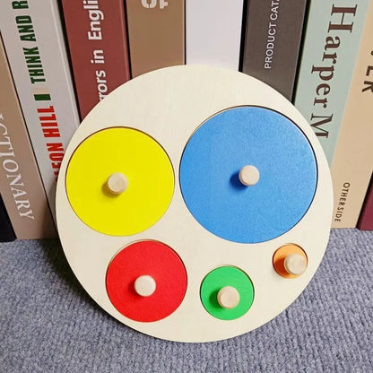 Montessori Wooden Building Blocks Color & Shape Matching Puzzle Educational Toy for Kids