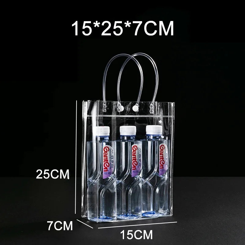 Bolsas de regalo de PVC transparente con asa – Bolsas de regalo de plástico reutilizables transparentes para cosméticos, empaques minoristas, recuerdos de fiesta y compras