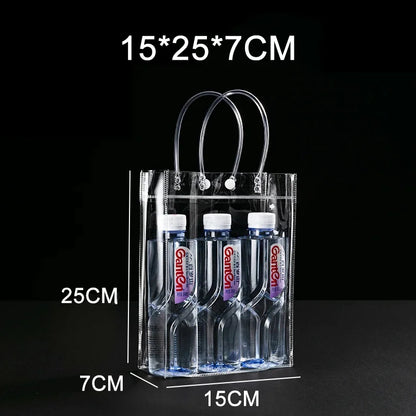 Bolsas de regalo de PVC transparente con asa – Bolsas de regalo de plástico reutilizables transparentes para cosméticos, empaques minoristas, recuerdos de fiesta y compras