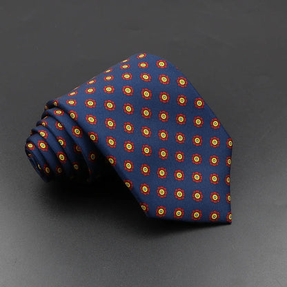 Men's 7.5cm Soft Silk Necktie – Floral & Dot Pattern Tie for Weddings, Business, Parties & Formal Wear