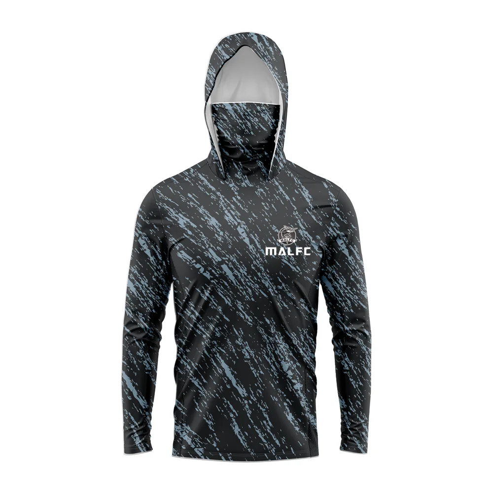 MALFC Men's Hooded Fishing Shirt – Long Sleeve UV Protection Performance Fishing Apparel for Outdoor Adventures