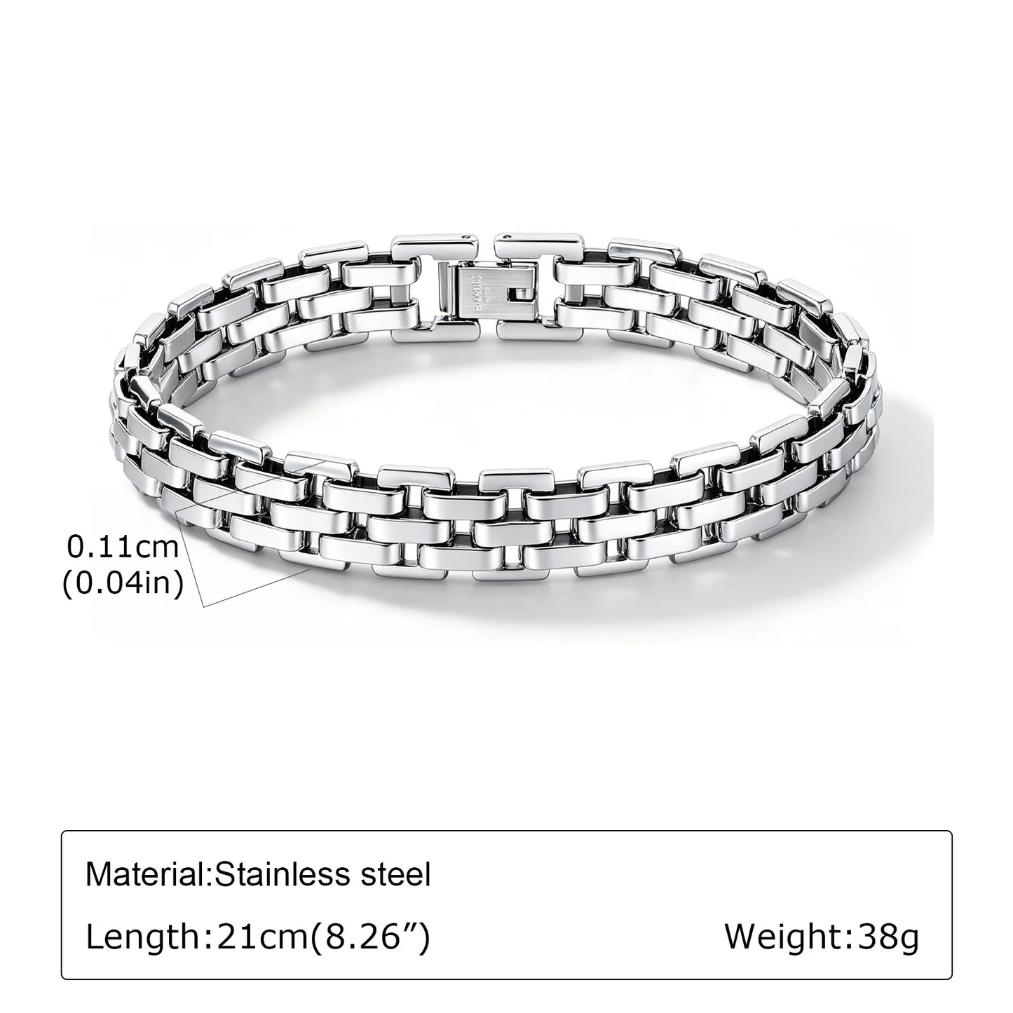 Punk Silver Chain Bracelet – Stainless Steel Braided Link Wristband for Men | Hip Hop Fashion Jewelry Gift for Him & Dad
