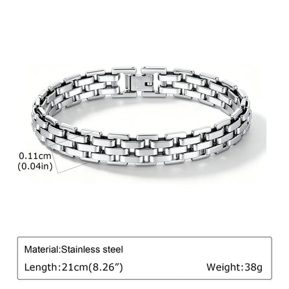 Punk Silver Chain Bracelet – Stainless Steel Braided Link Wristband for Men | Hip Hop Fashion Jewelry Gift for Him & Dad