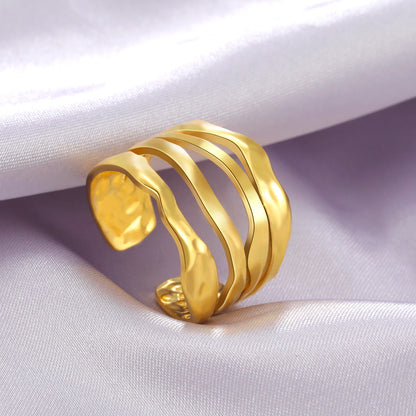 Bague Skyrim en acier inoxydable cœur géométrique pour femme, réglable, ouverte, pour fête, esthétique