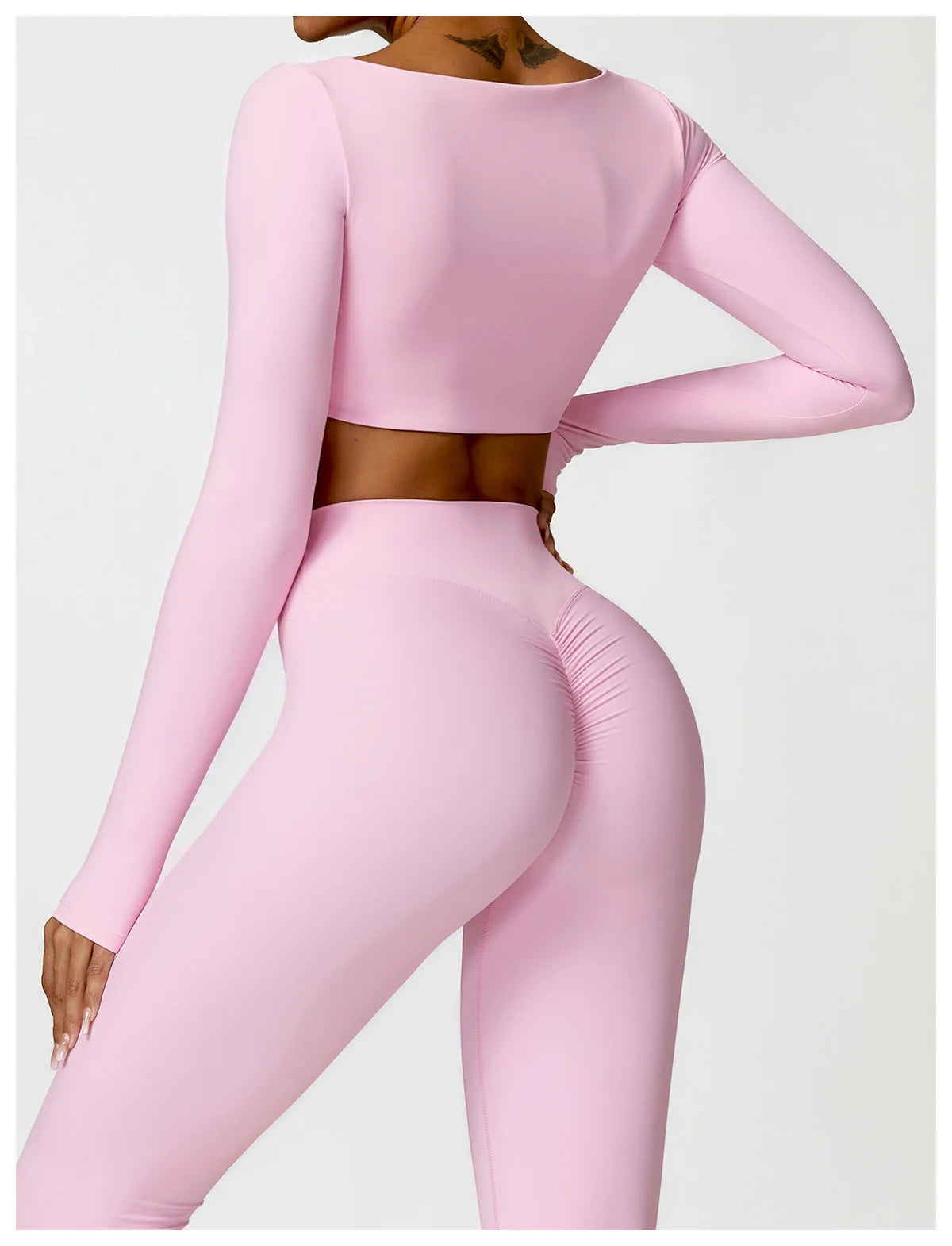 Women’s Square Neck Sports Crop Top – Long Sleeve Quick-Dry Gym Yoga Fitness Activewear