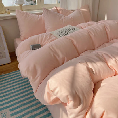 4-Piece Cotton Bedding Set – Solid Duvet Cover, Bed Sheet & Pillowcase Set for Twin, Queen & King Beds