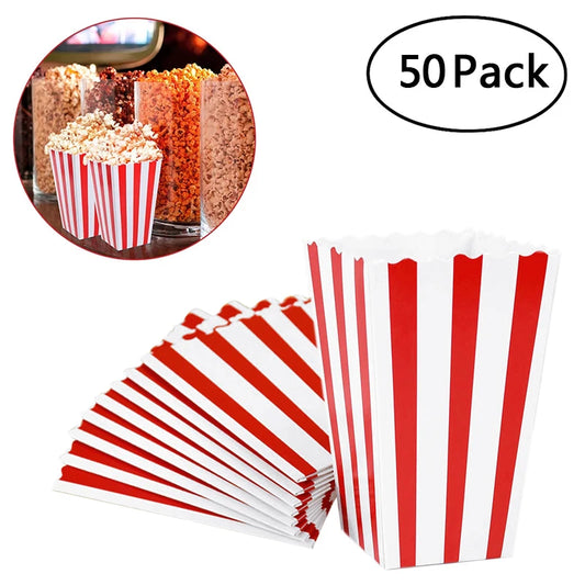 20/50 unidades de cajas para palomitas y vasos para patatas fritas para noches de cine, fiestas de cumpleaños infantiles, bodas, Navidad y recuerdos para fiestas de aperitivos