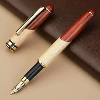Custom Logo Bamboo Wooden Ballpoint Pen – Laser Engraved Personalized Signature Pen with Company Name, Business & Graduation Gift Box