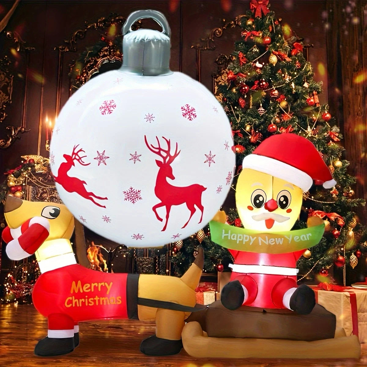 1PC 40CM Inflatable Christmas Decoration Ball – PVC Outdoor Holiday Ornament for Yard, Lawn, Porch & Christmas Home Decor