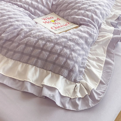 Juego de ropa de cama de 3 piezas de encaje coreano Seersucker – Juego de funda nórdica y fundas de almohada para dormitorio y habitación de invitados