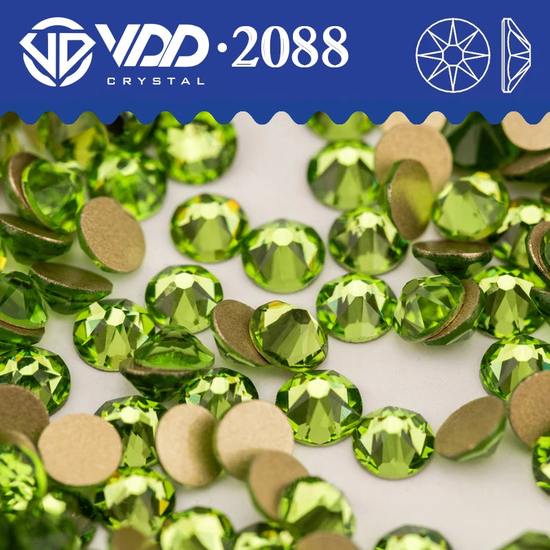 VDD 2088 Crystal Flower Nail Rhinestones – Non-Hotfix 8 Big & 8 Small Flatback Gems for Nail Art & DIY Decorations