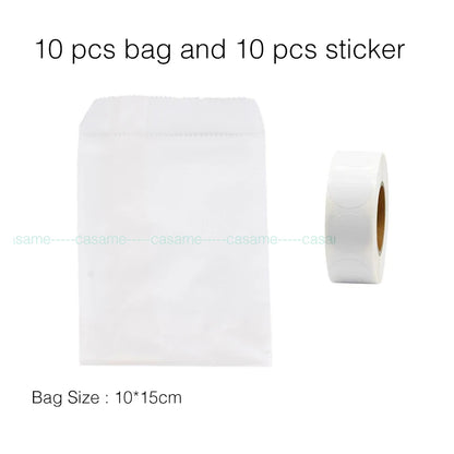 10PCS Stand-Up Colorful Gift Bags with Stickers – Solid, Striped & Polka Dot Treat Bags for Wedding, Birthday & Party Favors (18×9×6cm)