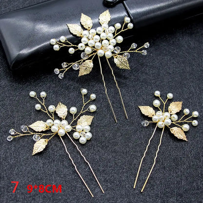Luxury Floral Bridal Hair Comb with Gold Leaves – Crystal Wedding Hair Accessory for Brides & Prom
