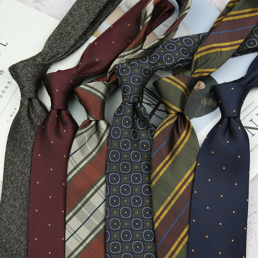 Cravate tissée rayée de 8 cm pour homme, élégante pour le bureau et les fêtes