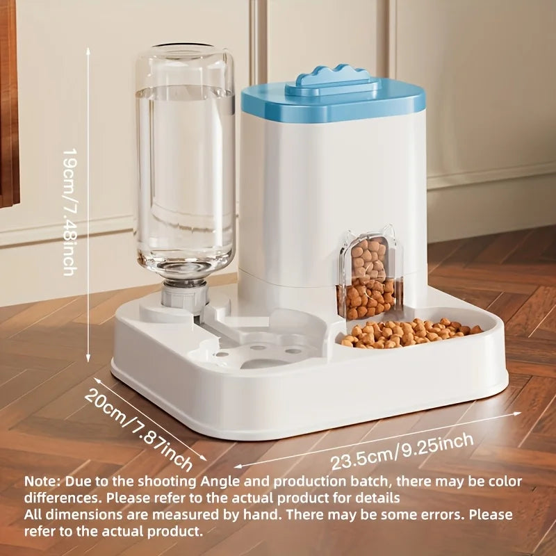 1-Pack Automatic Gravity-Fed Cat Water Dispenser & Feeder – Spill-Proof Large-Capacity One-Piece Food & Water Station