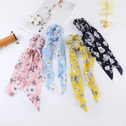Korean Dots Scrunchie Hair Tie – Long Scarf Ponytail Elastic Hair Band for Women | Sweet Fashion Hair Accessories