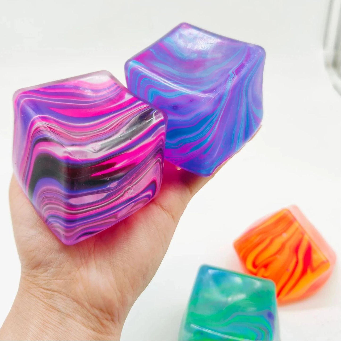 Needoh Soft Glutinous Sensory Stress-Relief Toy Cube – Gel Filled Stretchable Soft Ice Cube, Slow Rebound Fidget Toy (Blind Box Style)