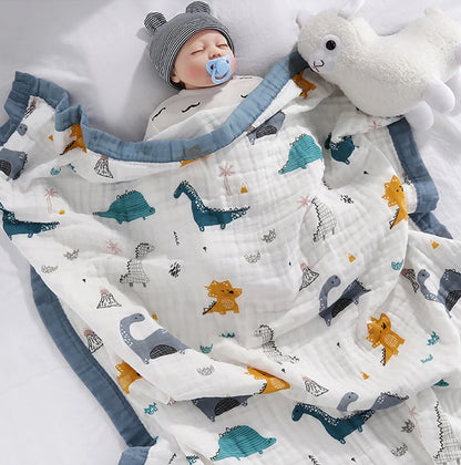 Manta de bebé de gasa 100% algodón de 6 capas – Suave, transpirable, arrullo para recién nacidos, envoltura para bebés y toalla de baño absorbente para bebés