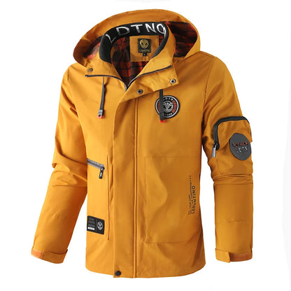 Men’s Casual Hooded Parka Jacket – Solid Color Outdoor Coat, Stylish Autumn & Winter Outerwear