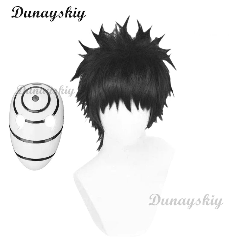 Obito Inspired Cosplay Costume Set – Anime Wig, Full Face Mask & Outfit for Adult Halloween, Carnival & Party Roleplay