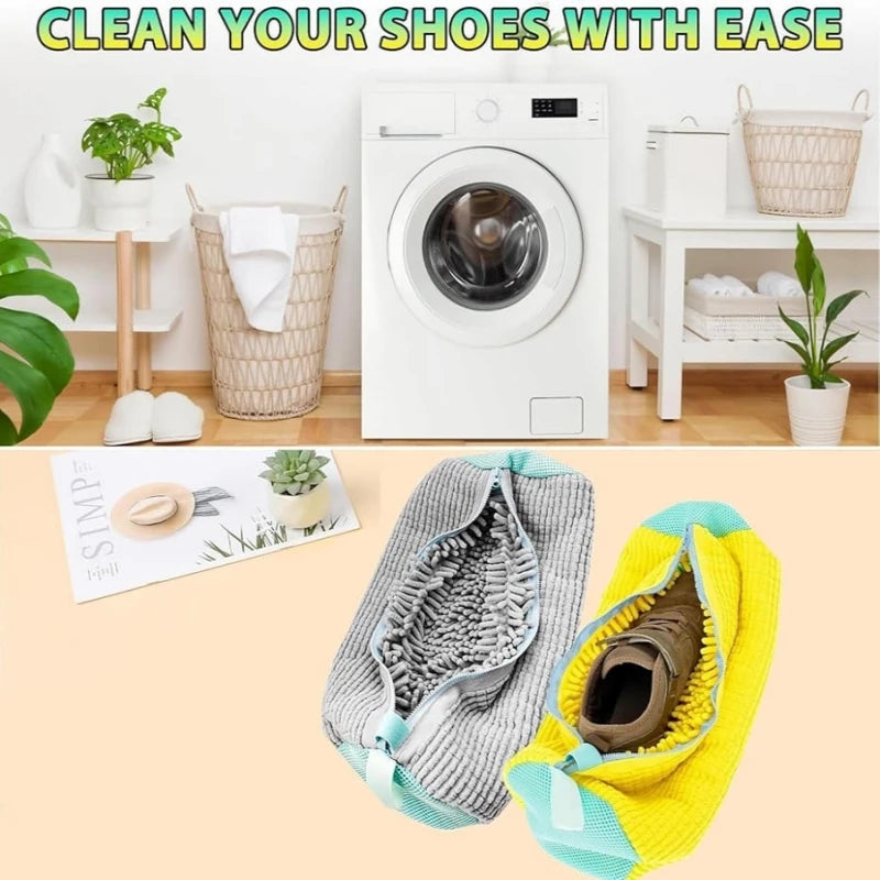 Shoe Washing Machine Bag with Cleaning Brush Set - Durable Reusable Laundry Bag for Sneakers, Running Shoes & Delicates (1, 2 or 4 Pack)
