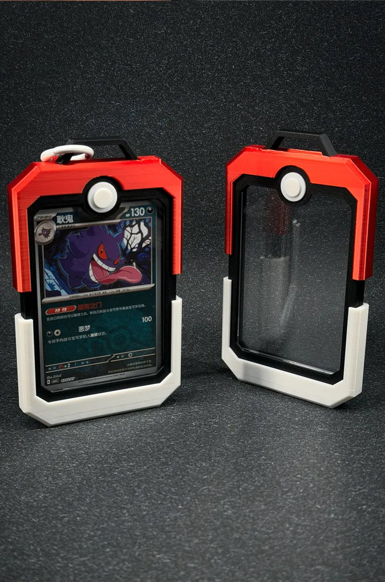 Poké Ball Trading Card Display Case | Hard Protective Card Brick Holder with Lanyard for Pokémon TCG