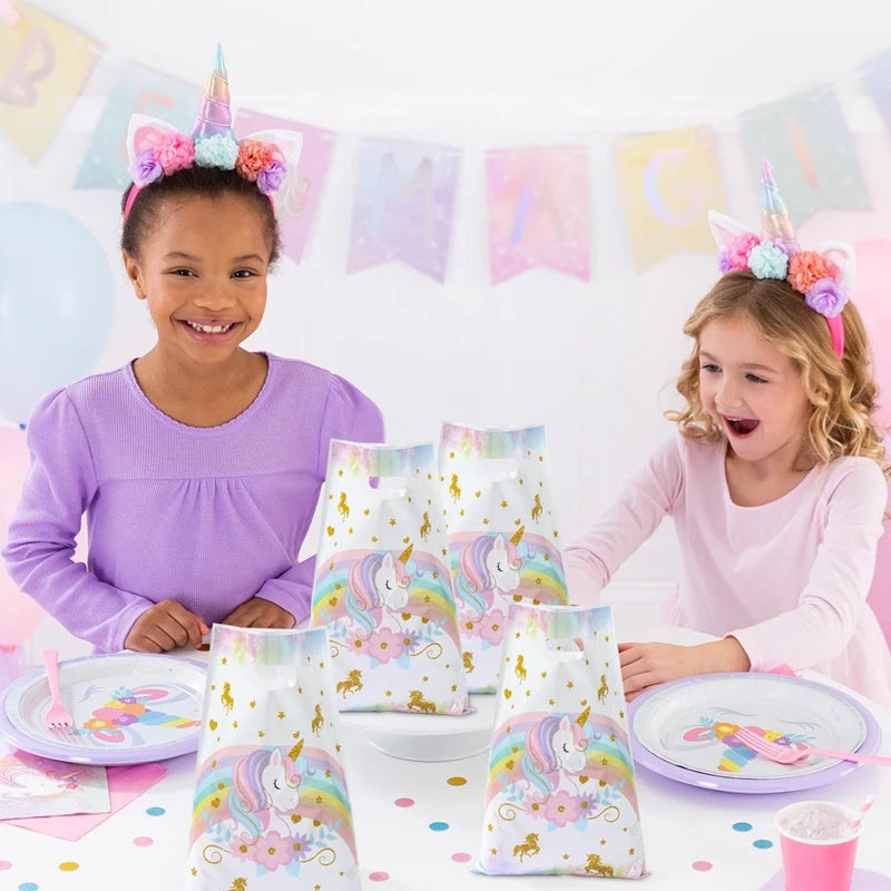 10/25/50 unidades Bolsas de Regalo de Unicornio para Dulces – Lindas Bolsas de Mano para Recuerdos de Fiesta, Decoraciones de Cumpleaños, Baby Showers, Regalos para Niños y Artículos de Celebración