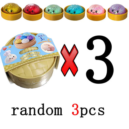 1–12PCS Glitter Dumpling Squishy with Box – Sensory Squeeze Stress Relief Fidget Toy, Glitter Dumplings Set