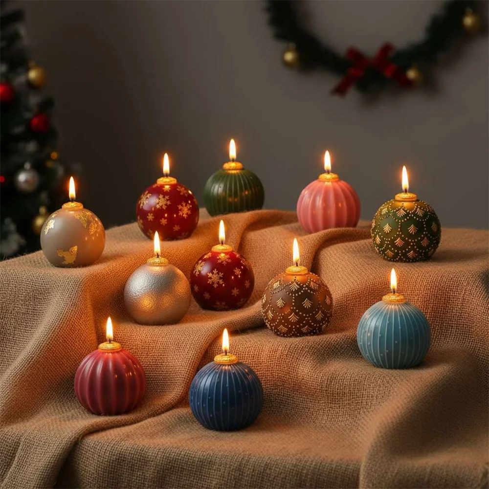 Christmas Bauble Candle Silicone Mold – DIY Scented Candle Making Mould for Xmas Gifts, Holiday Crafts & Home Decoration