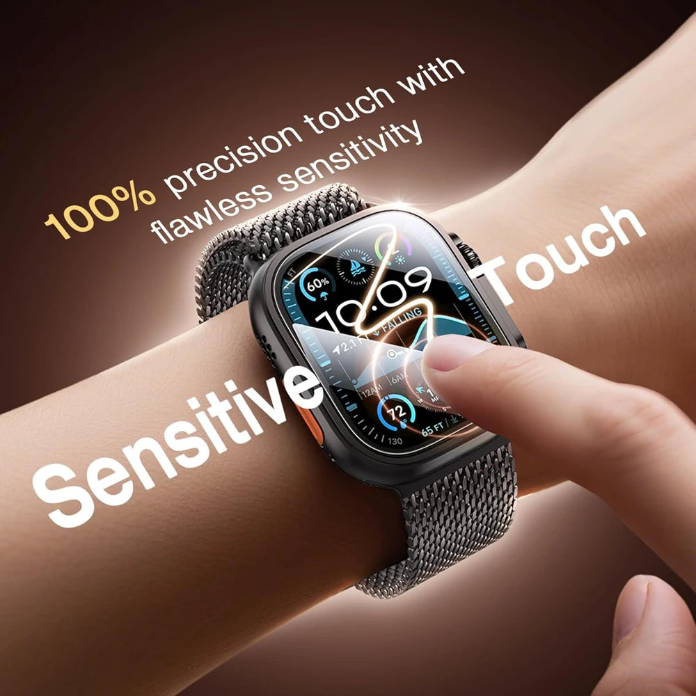 Protector de pantalla de cristal templado para Apple Watch Ultra 49 mm (Ultra 1/2/3) – Película protectora HD resistente a los arañazos con herramienta de instalación de alineación