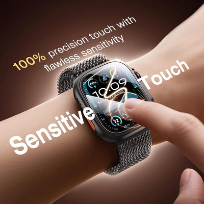 Protector de pantalla de cristal templado para Apple Watch Ultra 49 mm (Ultra 1/2/3) – Película protectora HD resistente a los arañazos con herramienta de instalación de alineación