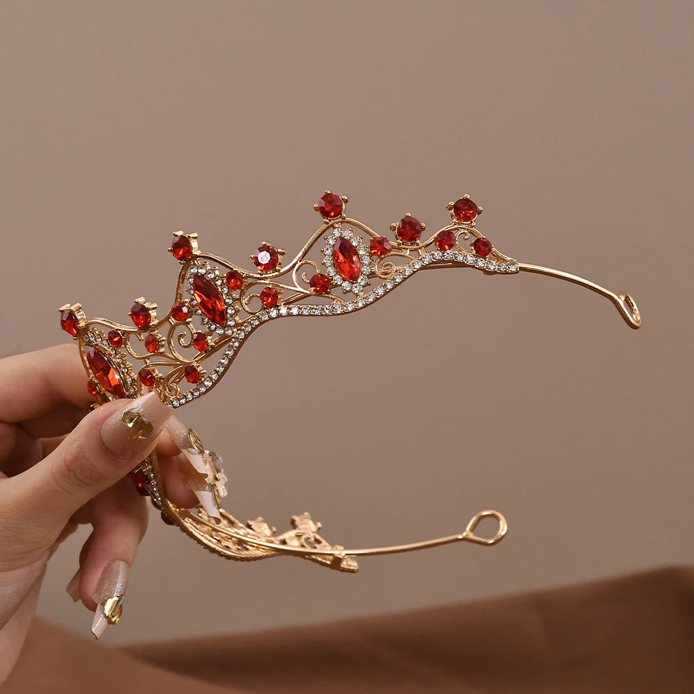 Vintage Baroque Crystal Queen Crown Tiara for Women – Rhinestone Bridal Wedding & Prom Hair Accessory