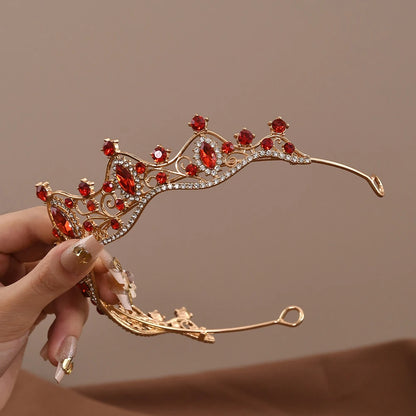 Vintage Baroque Crystal Queen Crown Tiara for Women – Rhinestone Bridal Wedding & Prom Hair Accessory
